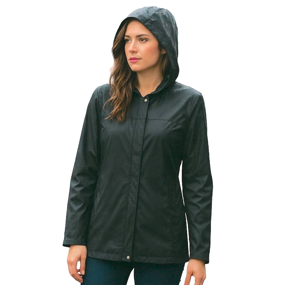 Giacca Womens Raincoat Sβ Black Outdoor Storm Water Resistant Hooded Zip Jacket
